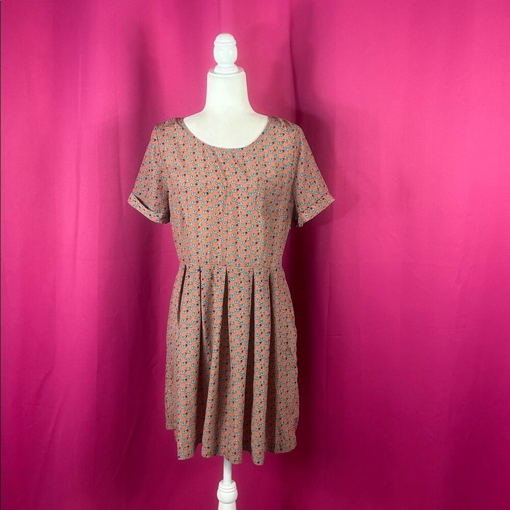 Monteau dusky rose pink elephant‎ print dress, size XL